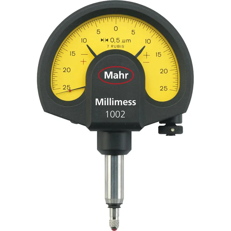 Mahr 4334000 Millimess 1003 Mechanischer Zifferblattvergleicher, 1 µm Graduationswert, Gelb