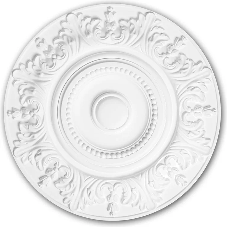 Profhome Decor - Rosette PROFHOME 156020 Zierelement Deckenelement Rokoko Barock Stil weiß Ø 47,0 cm