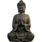 zen Light Große Statue Buddha Vermittlung, Kunstharz, Bonze, 15 x 24 x 37.5 cm
