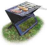 Relaxdays Klappgrill, mit Kohle-und Holzkohlegrillrost, klappbarer Faltgrill, Picknick und Camping, HBT 30x45,5x30cm, schwarz