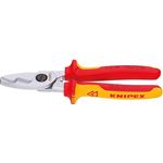 KNIPEX 95 16 200 Kabelschere mit Doppelschneide isoliert mit Mehrkomponenten-Hüllen, verchromt 200 mm