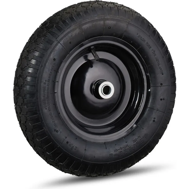 Schubkarrenrad 4.80 4.00-8, luftbereift, Ersatzrad Schubkarre, Stahlfelge, Ventil, Reifen bis 120 kg, schwarz