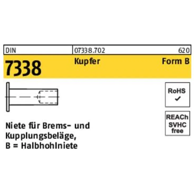 Reyher Niete DIN 7338 Form B B 3 x 18 Kupfer
