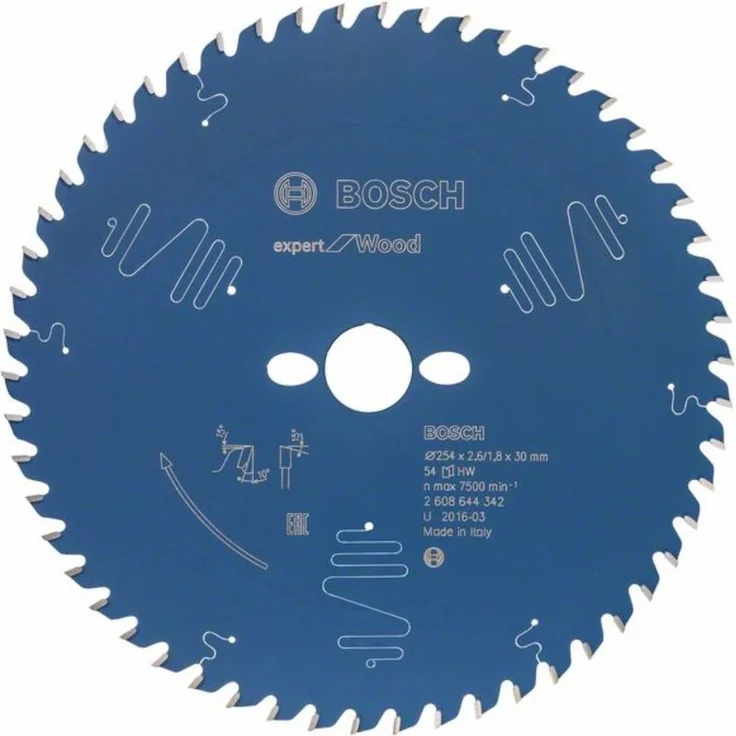 Bosch Professional 2608644342 Kreissägeblatt Expert for Wood (für Holz, 254 x 30 x 2,6 mm, Zähne 54, Zubehör Kreissäge) – Bild 1
