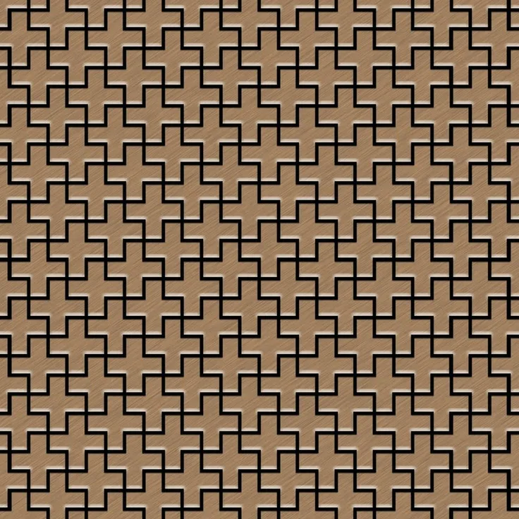 Mosaik Fliese massiv Metall Titan gebürstet in kupfer 1,6mm stark ALLOY Swiss Cross-Ti-AB 0,88 m2