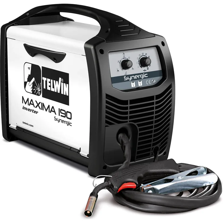 Telwin 816086 Maxima 190 Synergic Drahtschweißgerät mit Invertertechnik, 230V, 50-60Hz, 1ph, Weiß