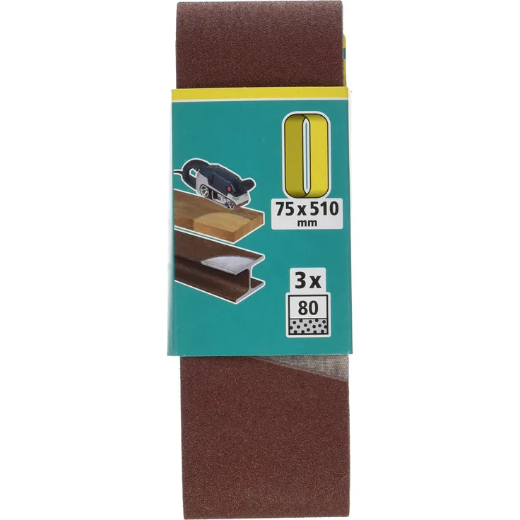 3 Gew.-Schleifbänder Korund K80 75x510