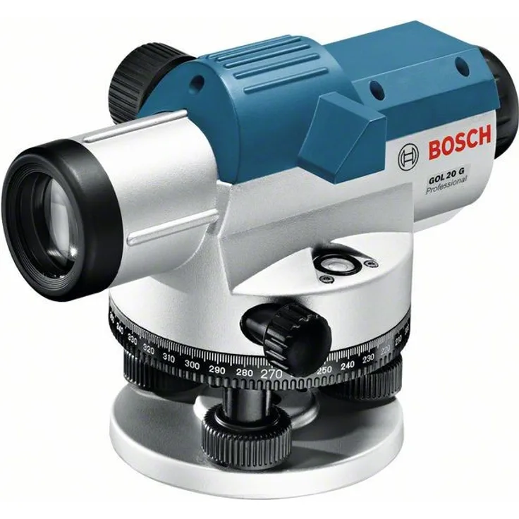 Bosch Professional Optisches Nivelliergerät GOL 20 G (20-fache Vergrößerung, Maßeinheit: 400 Gon, Arbeitsbereich: bis zu 60 m, im Transportkoffer)