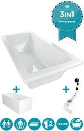 Calmwaters Rechteck Badewanne Komplettset 190x90 cm