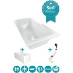 Calmwaters Rechteck Badewanne Komplettset 190x90 cm mit Wannenträger & Ablaufgarnitur, Duo-Badewanne für 2, Set Acryl-Badewanne komplett, Modern