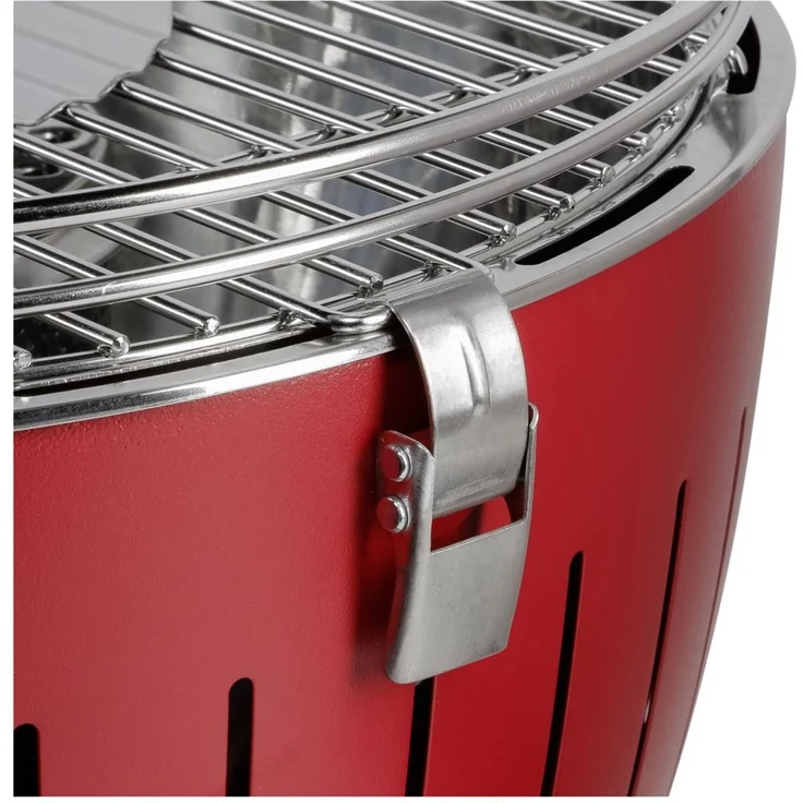 LotusGrill G340 Holzkohlegrill rauchfreies Grillen, feuerrot Ø 32 cm, Tischgrill, herausnehmbare Grillfläche – Bild 3