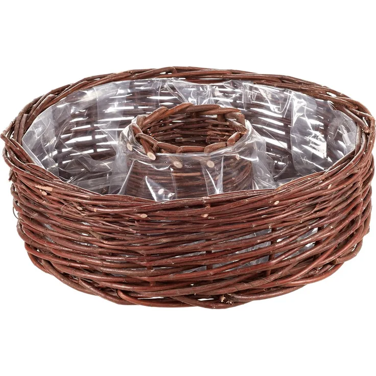 Dehner Weiden-Korbring mit Folie zur Bepflanzung, Höhe 12 cm, Ø 40 cm, Weidengeflecht