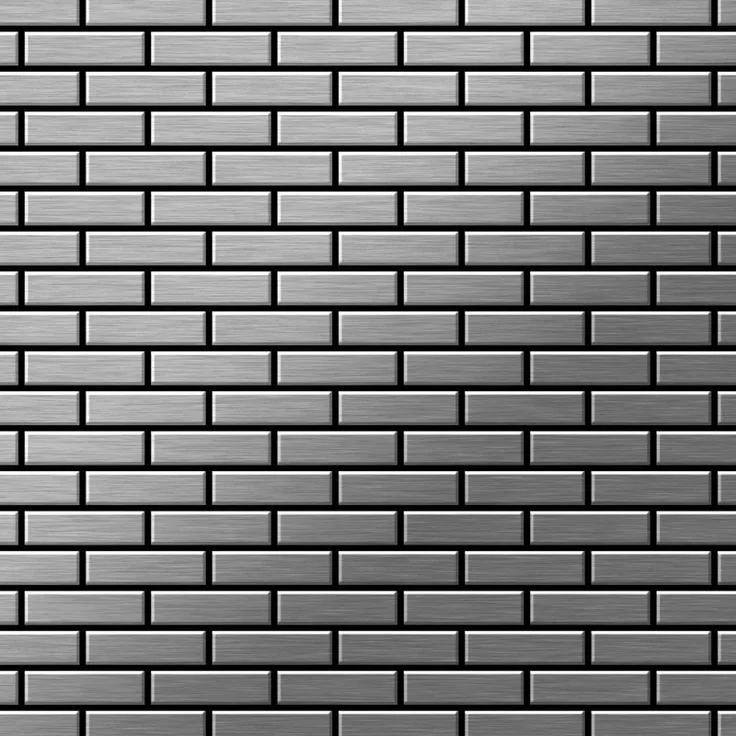 Mosaik Fliese massiv Metall Edelstahl marine gebürstet in grau 1,6mm stark ALLOY PK-S-S-MB 0,88 m2