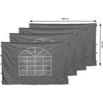 4 Seitenteile mit PVC Fenster 300x195cm für Pavillon Sahara 3x3m Seitenwand Grau