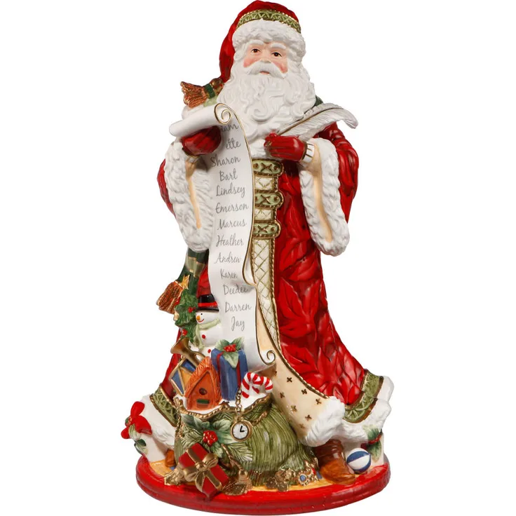 Goebel Figur Santa mit Schriftrolle, Rot, Fitz & Floyd, Weihnachten, Steingut, Bunt, 51001351