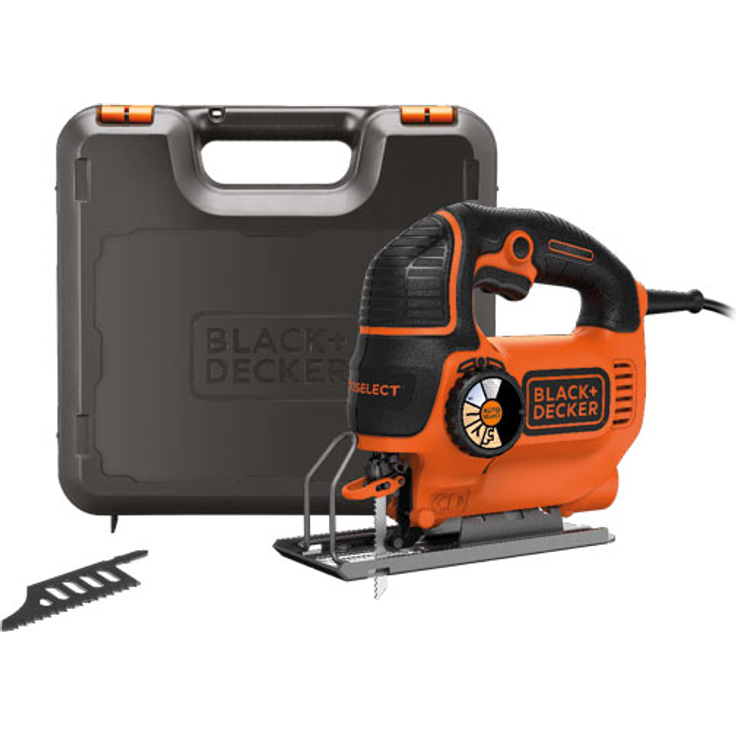 Black & Decker Stichsäge (620W, mit AutoSelect, max. 90 mm Schnitttiefe, Softgriff, Sight-Linie, Schutzbügel, Sägeblasfunktion, inkl. Geradschnitt- und Holzsägeblatt) KS901SEK – Bild 2