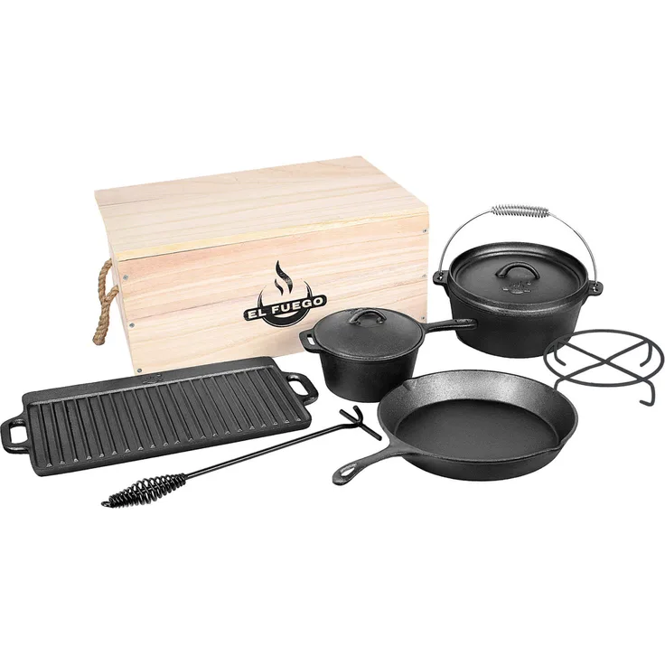 El Fuego Dutch Oven Set 7-teilig, schwarz