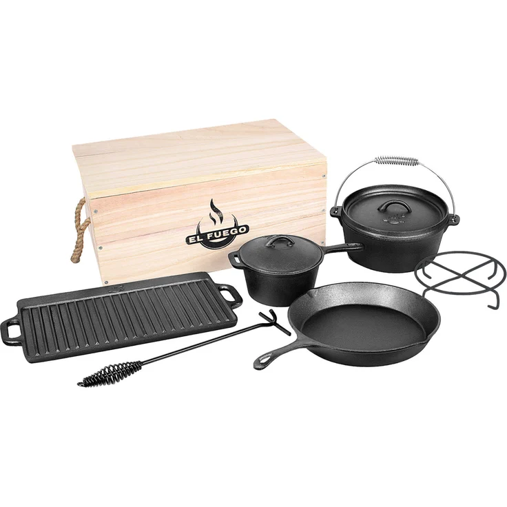 El Fuego Dutch Oven Set 7-teilig, schwarz – Bild 1