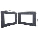 2 Seitenteile mit PE Fenster 300-400x197cm für Rank Pavillon 3x4m Seitenwand Anthrazit RAL 7012