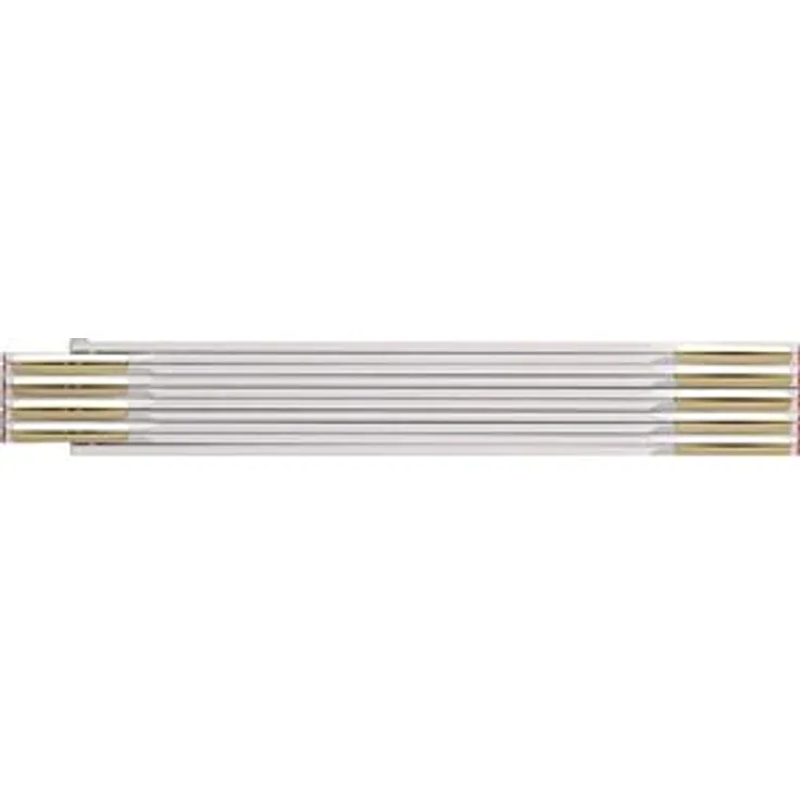 BMI Zollstock 9042, robuster Meterstab aus Buchenholz, 2-Meter-Länge mit Duplex-Teilung, Gliederstärke 3 mm, 10-gliedrig, weiß, Art.-Nr. 980904200