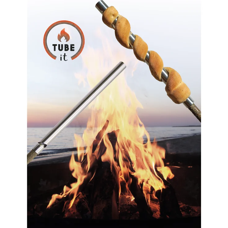 Take2 Grillspieße für Stockbrot, rostfreier Edelstahl, 4 Stück, silber, 20 cm lang – Bild 3