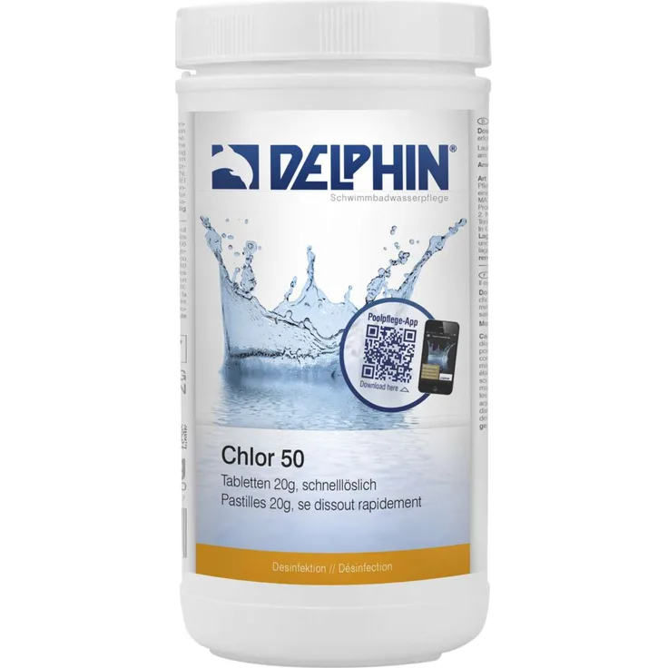 Delphin Chlor 50 Chlor Tabletten 20g Inhalt 1 kg Schnellchlorung 0504101D