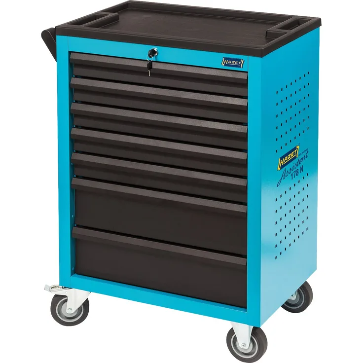 Hazet Werkstattwagen Assistent Werkzeugeninklusivive Aufsatzkoffer 178 N K-3 2, Schubladen flach?1410 x 780 x 496 mm, 1 Stück, 178N-7/147