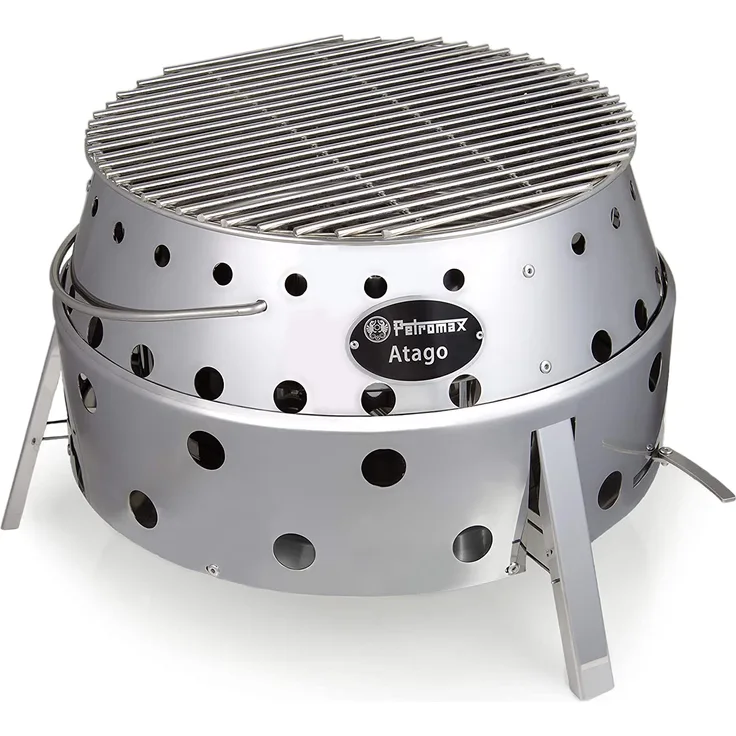 Petromax ATAGO BBQ Holzkohlegrill allrounder, inklusive Grillrost, 6,1Kg, rund, silber, Maße: 28 cm x 42 cm x 42 cm