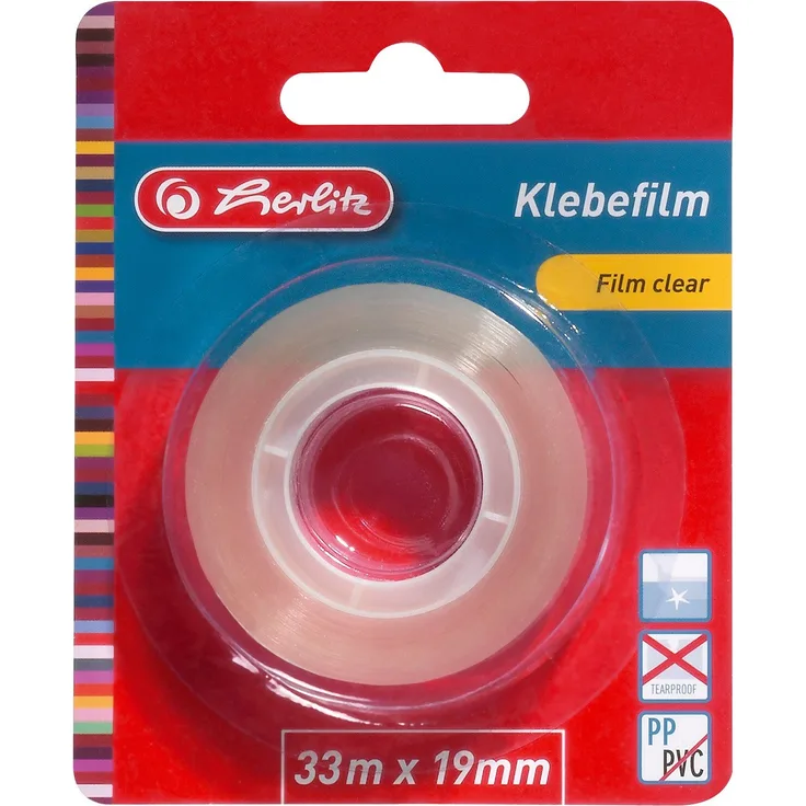 Herlitz 10509669 transparenter Klebefilm 33 m x 19 mm, 1 Stück auf Blisterkarte