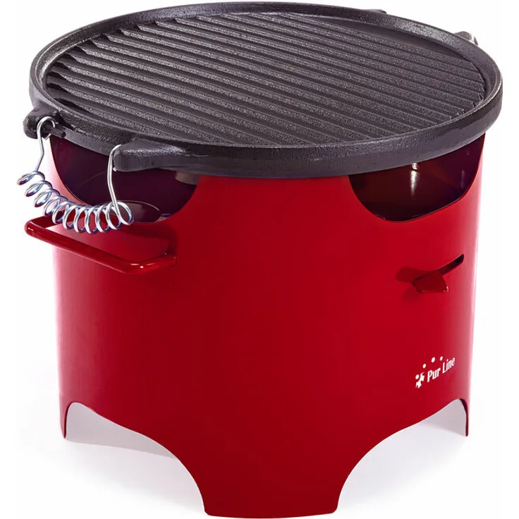 Biobrennstoff-Grill mit runder Gusseisenplatte