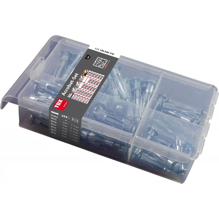 TOX Metall-Hohlraumdübel-Sortiment Acrobat Set verzinkt 60 tlg., für Befestigungen in Gipskartonplatten, 1 Stück,  094901111 - Preisvergleich – Bild 1