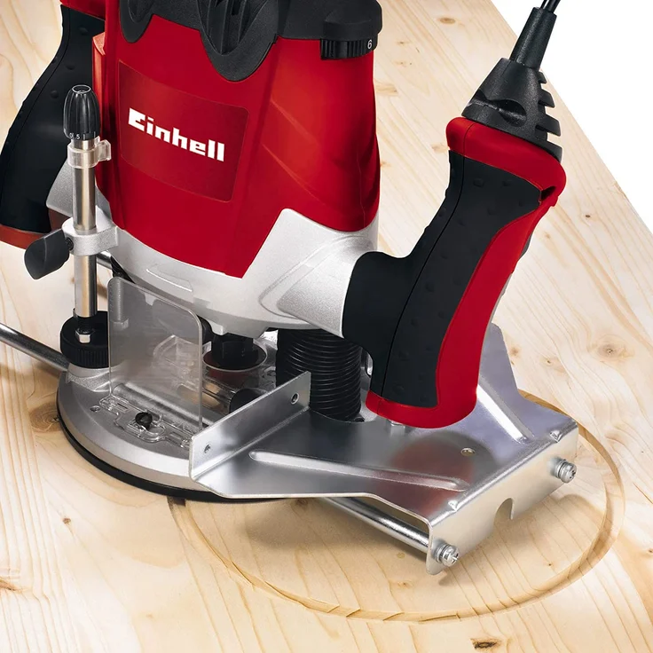 Einhell Oberfräse TE-RO 1255 E (1200 W, Spannzange Ø 6 und 8 mm, 55 mm Hubhöhe, elektronische Drehzahlregulierung, Spindelarretierung, einfacher Werkzeugwechsel) – Bild 10
