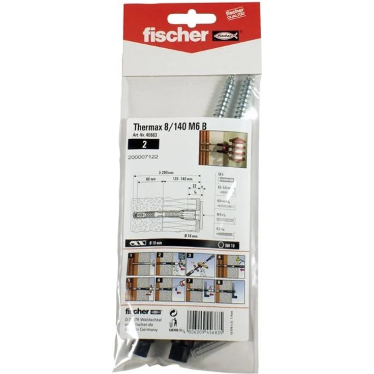 fischer 045683 8-140 M6 B, Inhalt: je 2 UX 10 x 60 - Thermax-SX 5 x 25 - Abdeckkappen, Edelstahl