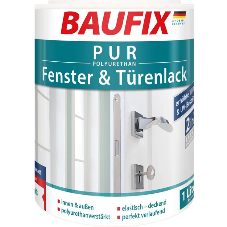 BAUFIX PUR Fenster- & Türenlack weiß seidenmatt – Bild 1