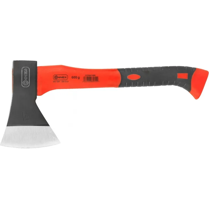 Connex Beil 600 g - Vibrationsarmer Glasfaserstiel - Kompakte Form - Gummiertes Griffende - Zur präzisen Bearbeitung von Holz - Handbeil mit Schneidschutz - Spaltbeil - Camping-Beil - COX841460