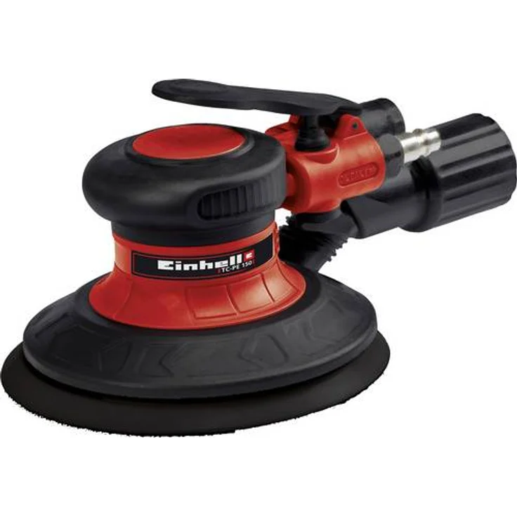 Einhell Druckluft-Exzenterschleifer TC-PE 150 (max. 6,3 bar, 10500 min.-1, 150 mm Schleiftellerdurchmesser, stufenloser Regulierungshebel, inkl. 6 Schleifpapieren, Stecknippel, Spannschlüssel) – Bild 1
