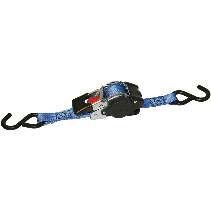 Kerbl Automatik-Zurrgurt blau mit S-Haken 3 m x 25 mm - Zugkraft direkt 300 kg