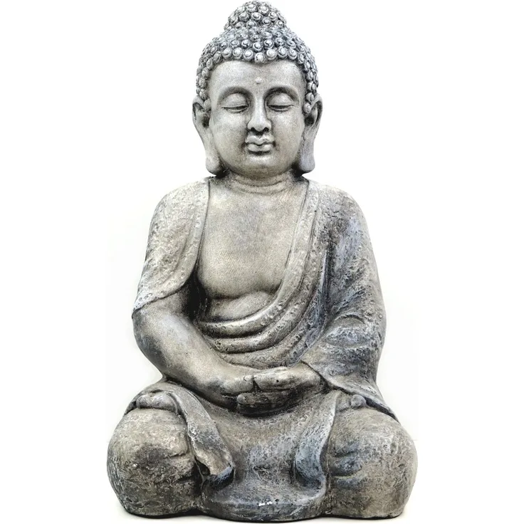 Wurm Buddha antik Steinoptik 47 cm Poly Figur Dekoration Objekt