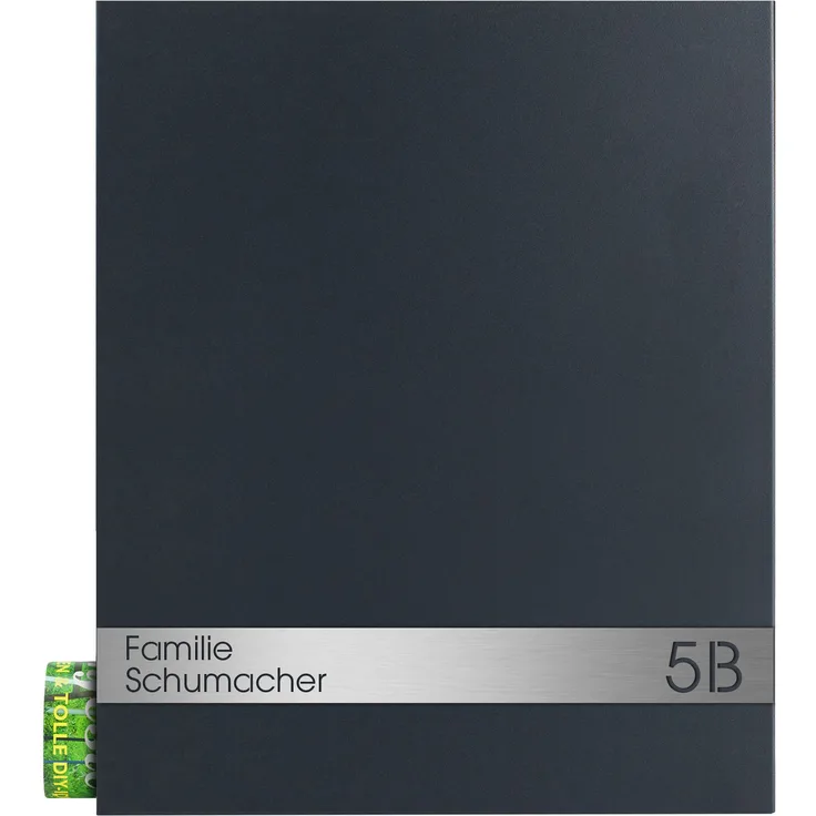 MOCAVI Box 111 Briefkasten mit Zeitungsfach anthrazit-grau (RAL 7016) inkl. Name und Hausnummer graviert V4A-Edelstahl