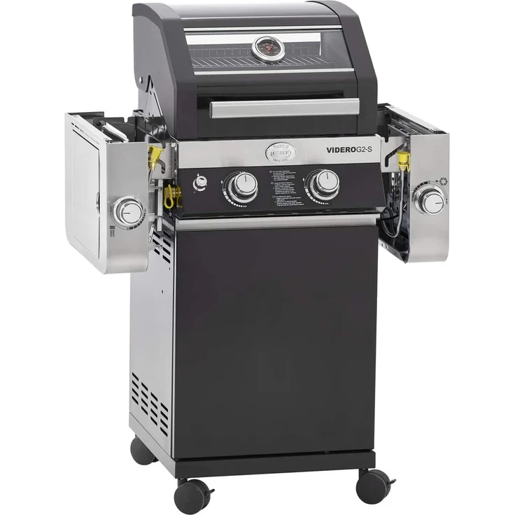 RÖSLE Gasgrill BBQ-Station VIDERO G2-S Schwarz, Grill mit 2 Edelstahlbrennern, extra Primezone und Seitenbrenner, klappbare Seitentische, VARIO+, pulverbeschichteter Stahl, Version 2021 – Bild 2