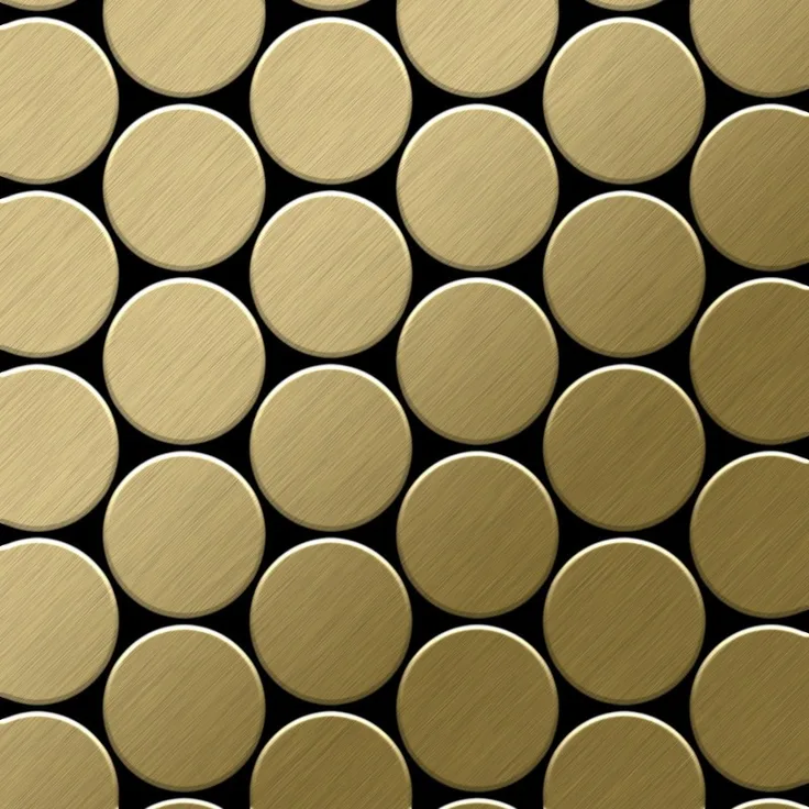 Mosaik Fliese massiv Metall Titan gebürstet in gold 1,6mm stark ALLOY Medallion-Ti-GB 0,73 m2