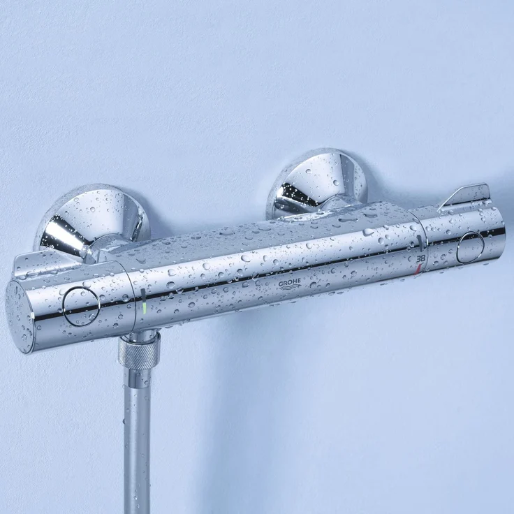 GROHE Grohtherm 800 | Thermostat-Brausebatterie, mit integrierter Mischwasserabsperrung u. Sicherheitssperre bei 38°C | chrom | 34558000 – Bild 2