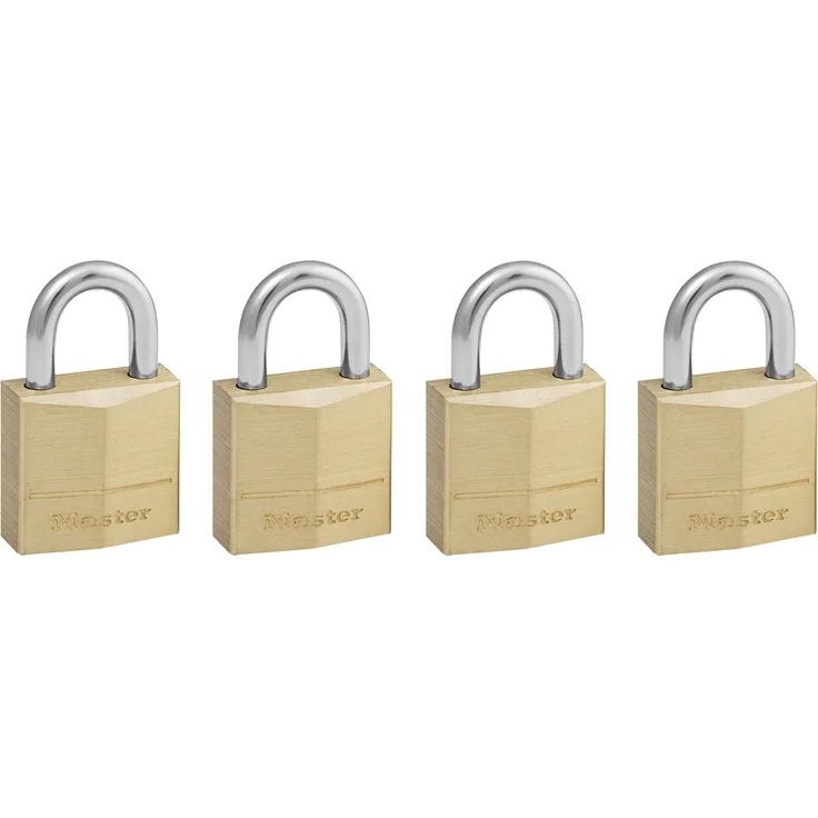 MASTER LOCK Kleine Vorhängeschlosser Set [Schlüssel] [4er-Pack] [Familienpackung] [Gleichschliessend] 120EURQNOP - Ideal für Rucksäcke, Gepäck, Computertaschen und mehr