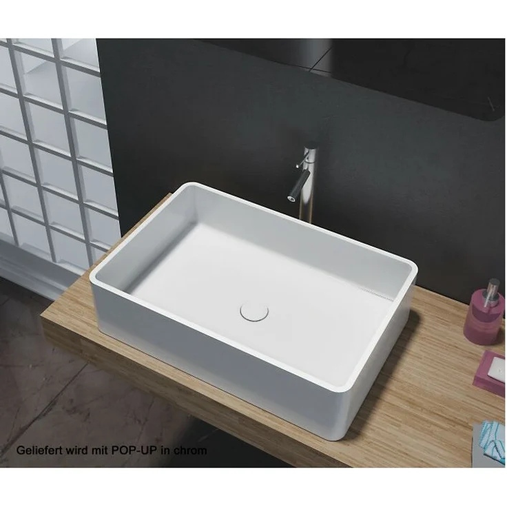 Aufsatzbecken Aufsatz-Waschbecken Rechteck PB2012 - Design geradlinig - 60 x 40 x 15 cm