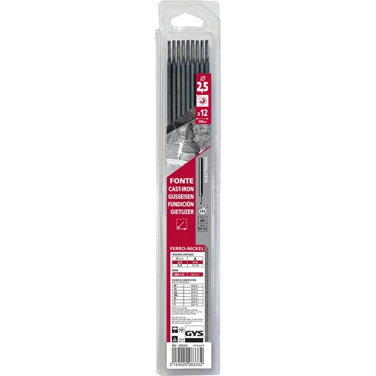 GYS 12 Guss-Elektroden - Durchmesser 2,5 mm - Blister, 1 Stück, 083332 – Bild 1