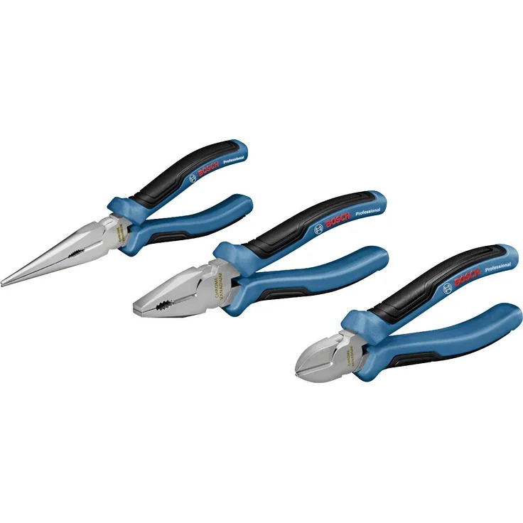 Bosch Professional 3 tlg. Zangen Set (Kombinationszange, Spitzzange und Seitenschneider, mit L-BOXX-Einlage) – Bild 1