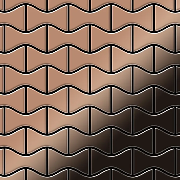 Mosaik Fliese massiv Metall Titan hochglänzend in kupfer 1,6mm stark ALLOY Kismet-Ti-AM Designed by Karim Rashid 0,86 m2