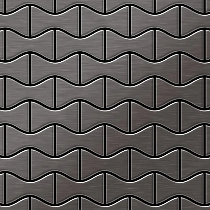 Alloy Mosaik Fliese massiv Metall Titan gebürstet in dunkelgrau 1,6mm stark Kismet-Ti-SB Designed by Karim Rashid 0,86 m2