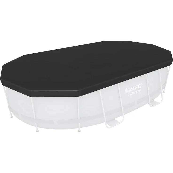 Bestway Flowclear PVC-Abdeckplane 418x230 cm, grau, für Power Steel Oval Pool 424x250x100 cm – Bild 1
