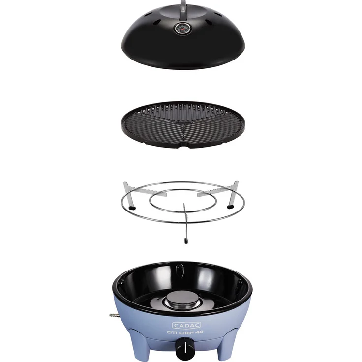 Cadac Citi Chef 40 Sky Blue, 50mbar Tragbarer Gasgrill 5610-20-15-DE, Maße 33 x 42,2 x 42,2 cm – Bild 4